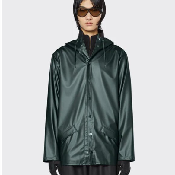 NWT Rains Jacket Silver Pine Raincoat Waterproof Rare Color Unisex XL Denmark - Picture 1 of 4